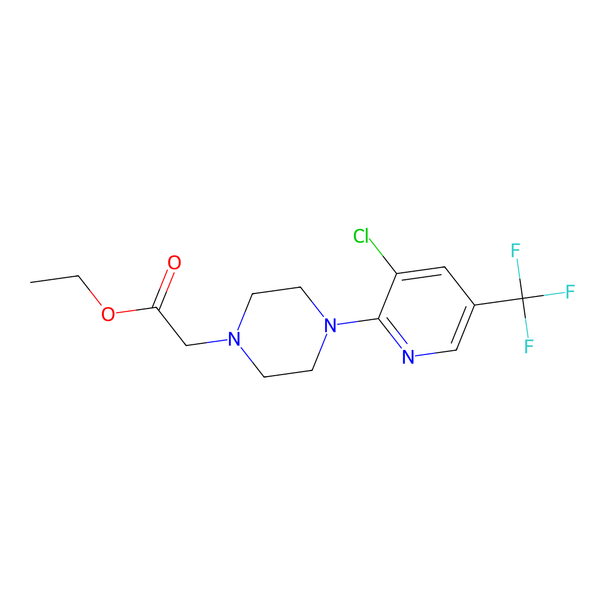 Ethyl 2-{4-[3-chloro-5-(trifluoromethyl)-2-pyridinyl]piperazino}acetate molecular structure, CAS 338979-08-1