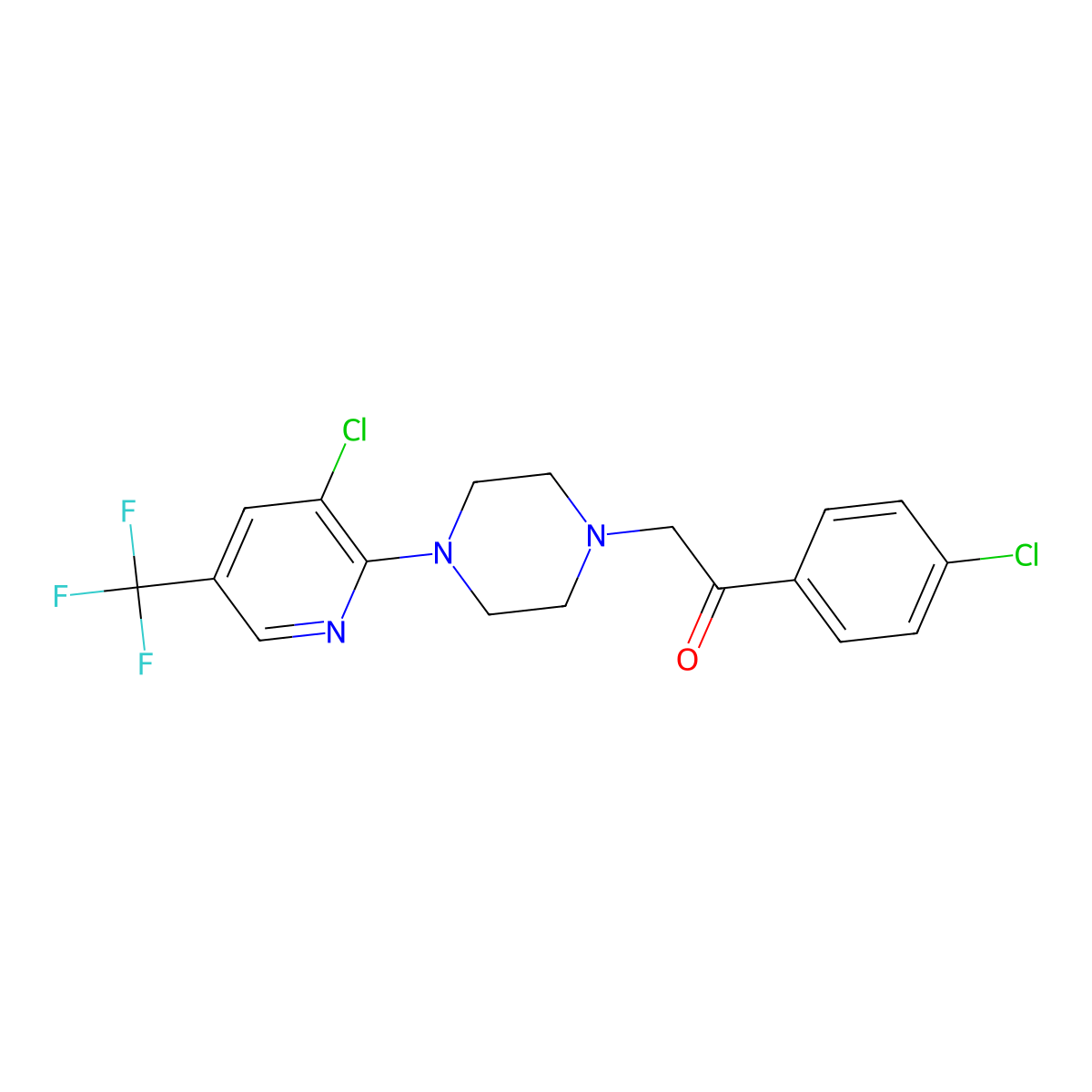 1-(4-Chlorophenyl)-2-{4-[3-chloro-5-(trifluoromethyl)-2-pyridinyl]piperazino}-1-ethanone molecular structure, CAS 338979-09-2