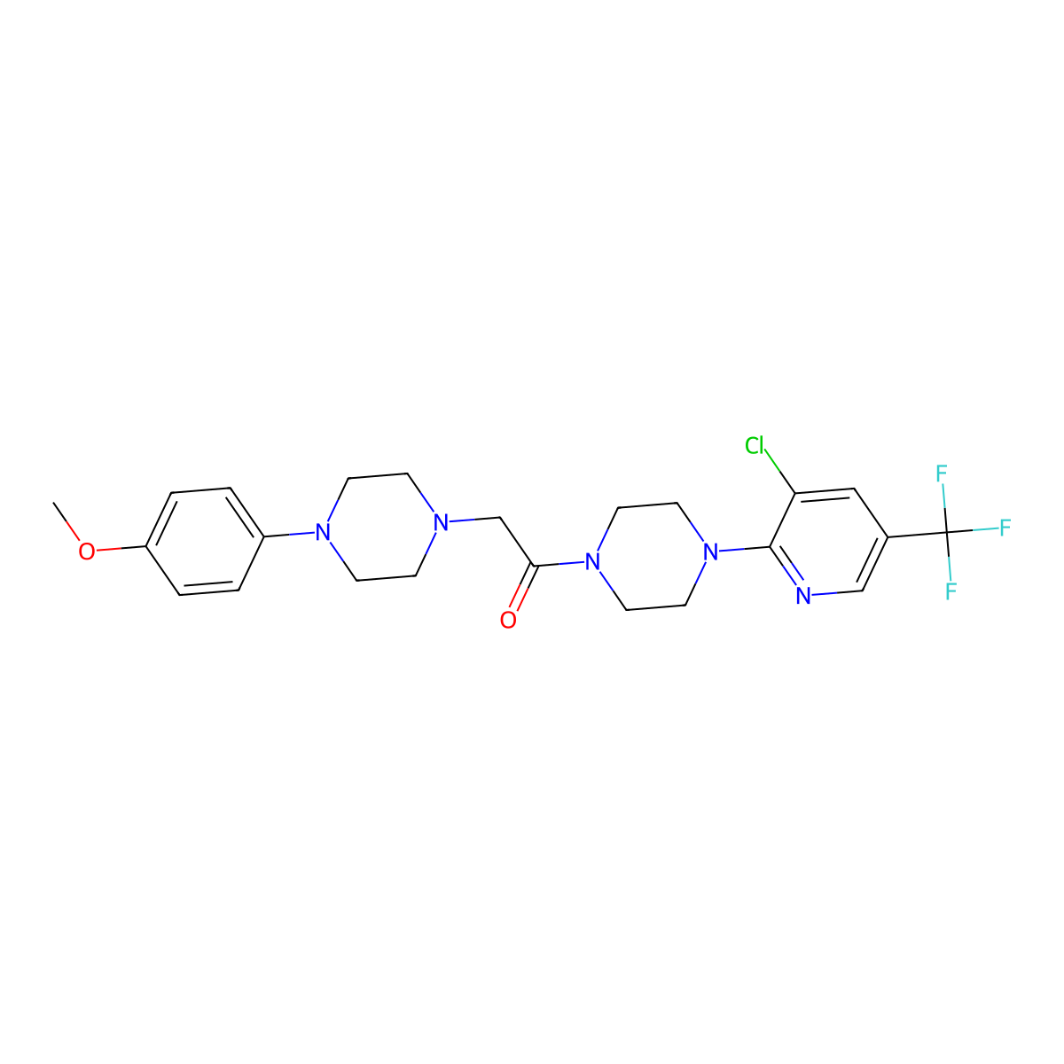 1-{4-[3-Chloro-5-(trifluoromethyl)-2-pyridinyl]piperazino}-2-[4-(4-methoxyphenyl)piperazino]-1-ethanone molecular structure, CAS 338979-18-3