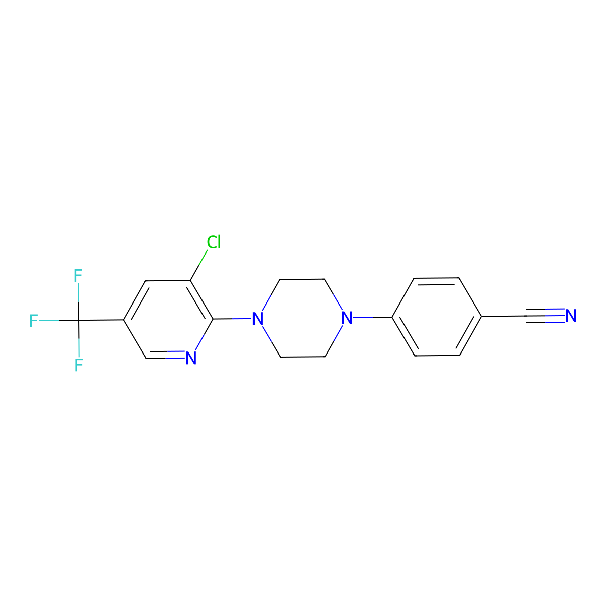 4-{4-[3-Chloro-5-(trifluoromethyl)-2-pyridinyl]piperazino}benzenecarbonitrile molecular structure, CAS 338979-20-7