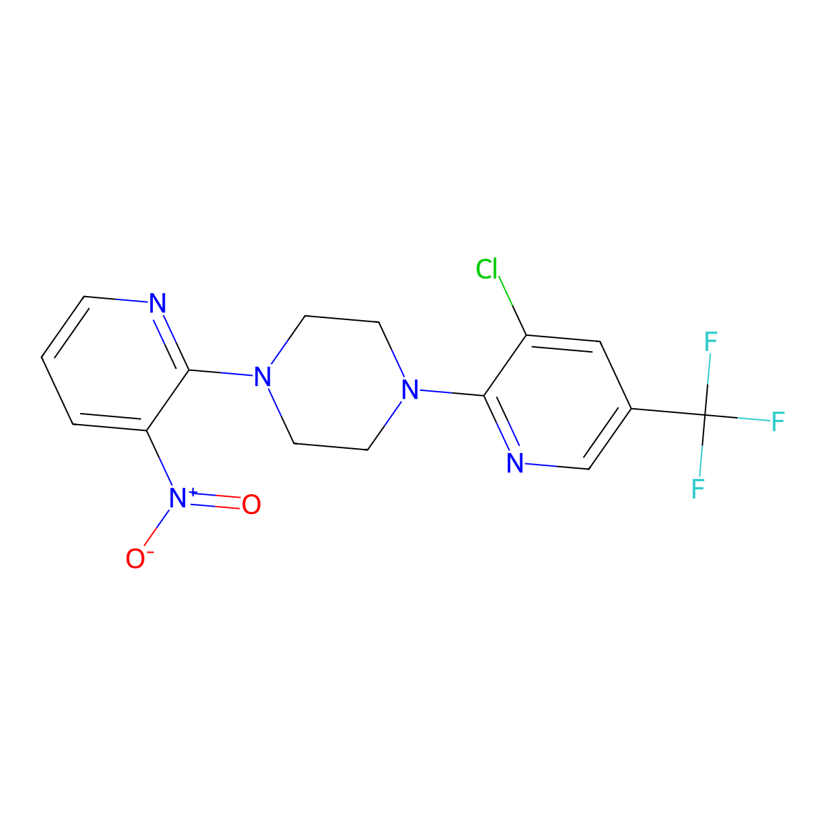 1-[3-Chloro-5-(trifluoromethyl)-2-pyridinyl]-4-(3-nitro-2-pyridinyl)piperazine molecular structure, CAS 338979-24-1