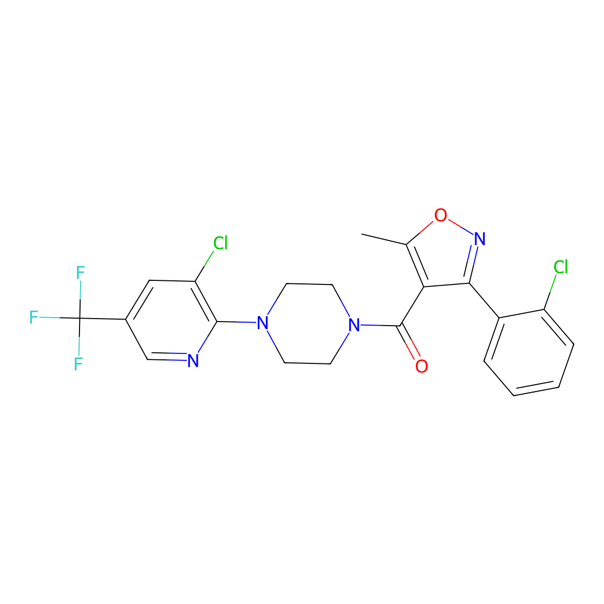 [3-(2-Chlorophenyl)-5-methyl-4-isoxazolyl]{4-[3-chloro-5-(trifluoromethyl)-2-pyridinyl]piperazino}methanone molecular structure, CAS 338979-25-2