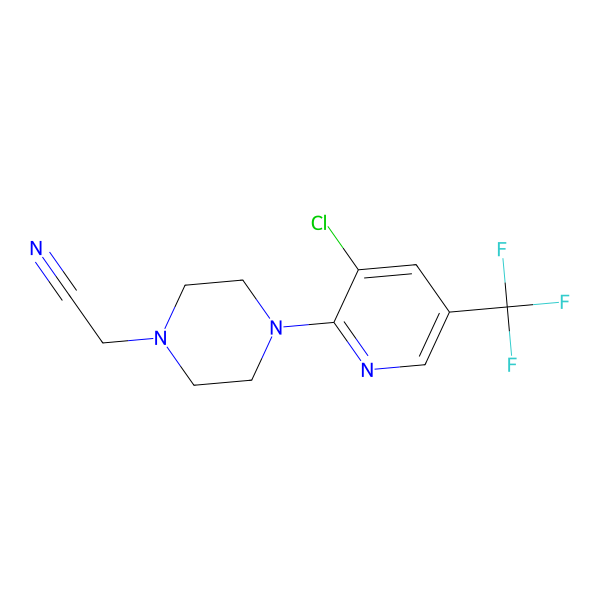2-(4-(3-Chloro-5-(trifluoromethyl)pyridin-2-yl)piperazin-1-yl)acetonitrile molecular structure, CAS 338979-38-7