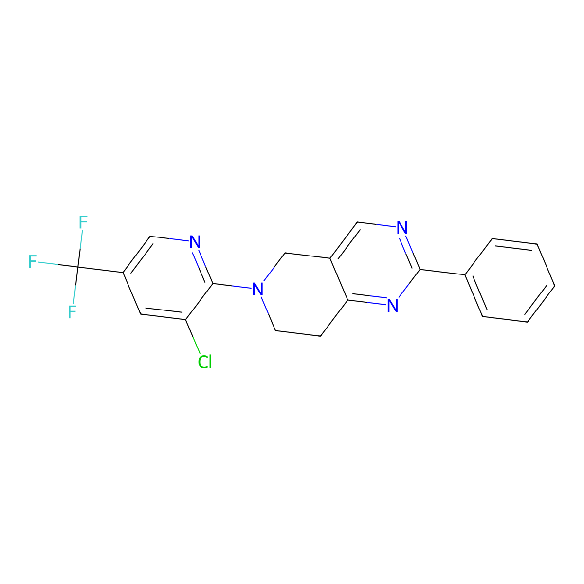 6-[3-Chloro-5-(trifluoromethyl)-2-pyridinyl]-2-phenyl-5,6,7,8-tetrahydropyrido[4,3-d]pyrimidine molecular structure, CAS 338979-39-8