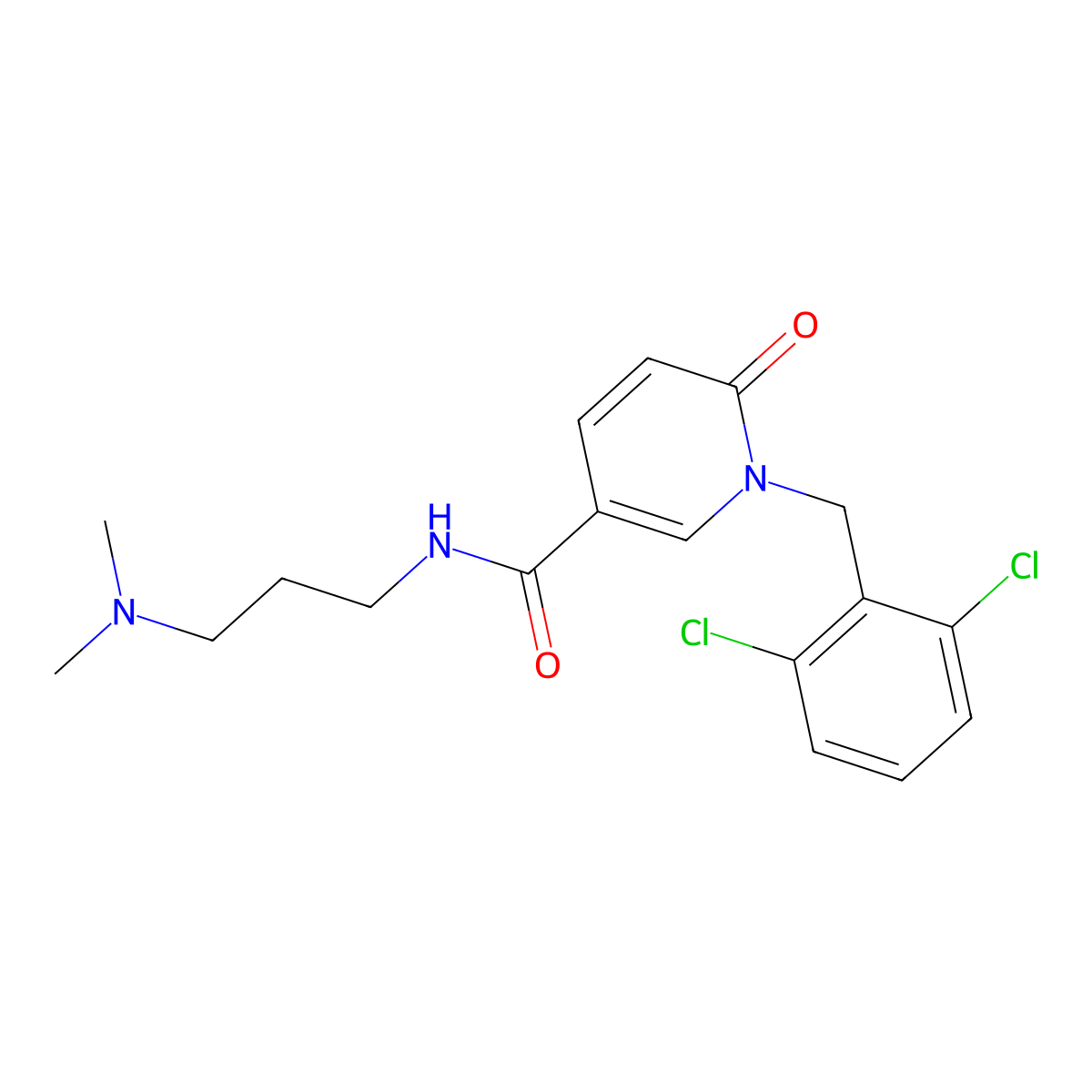 1-(2,6-dichlorobenzyl)-N-[3-(dimethylamino)propyl]-6-oxo-1,6-dihydro-3-pyridinecarboxamide molecular structure, CAS 338981-04-7