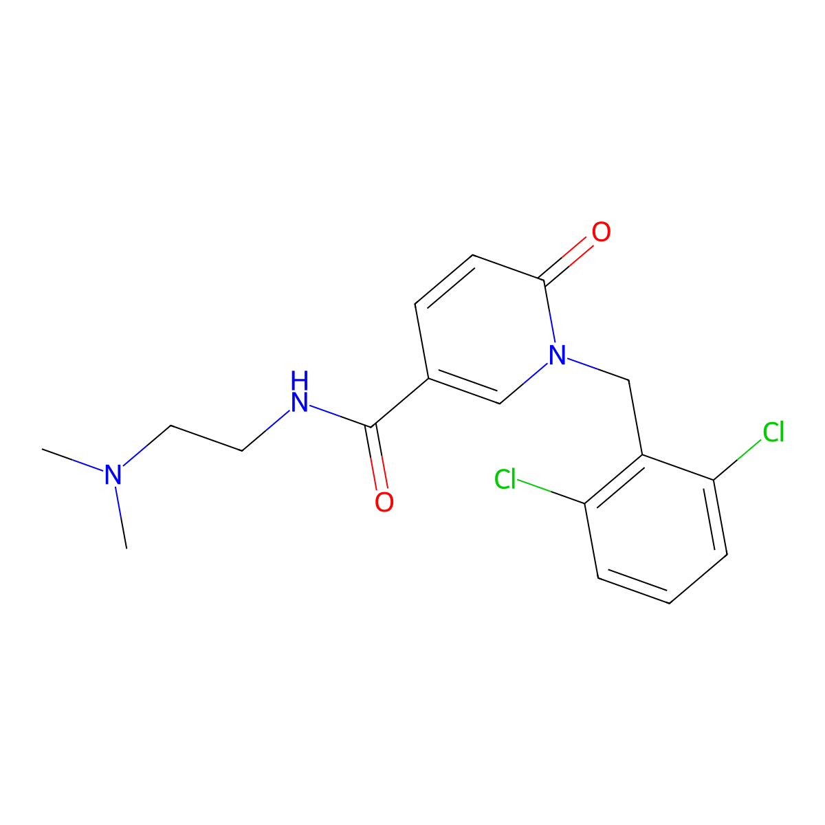 1-(2,6-dichlorobenzyl)-N-[2-(dimethylamino)ethyl]-6-oxo-1,6-dihydro-3-pyridinecarboxamide molecular structure, CAS 338981-05-8
