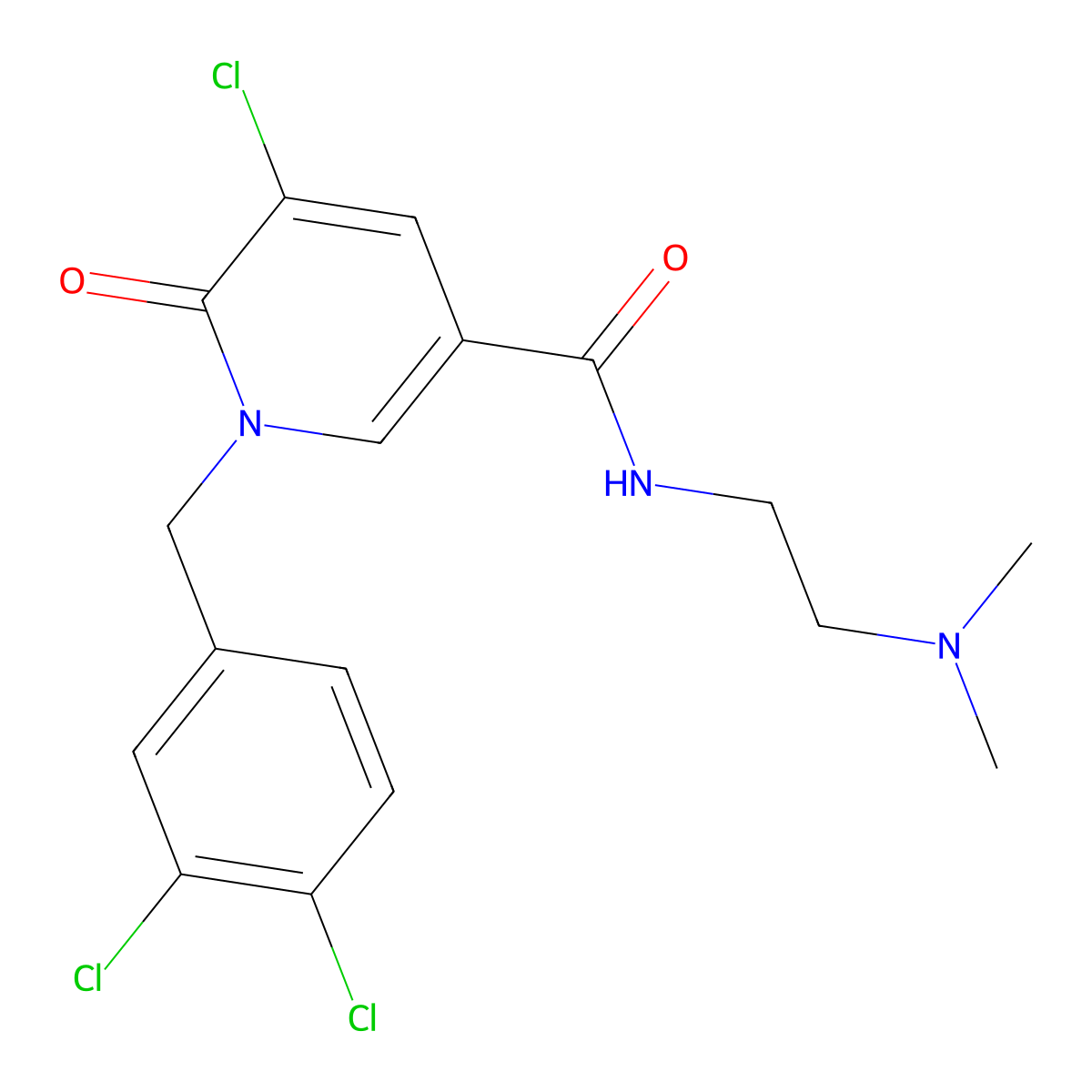 5-chloro-1-(3,4-dichlorobenzyl)-N-[2-(dimethylamino)ethyl]-6-oxo-1,6-dihydro-3-pyridinecarboxamide molecular structure, CAS 338981-06-9