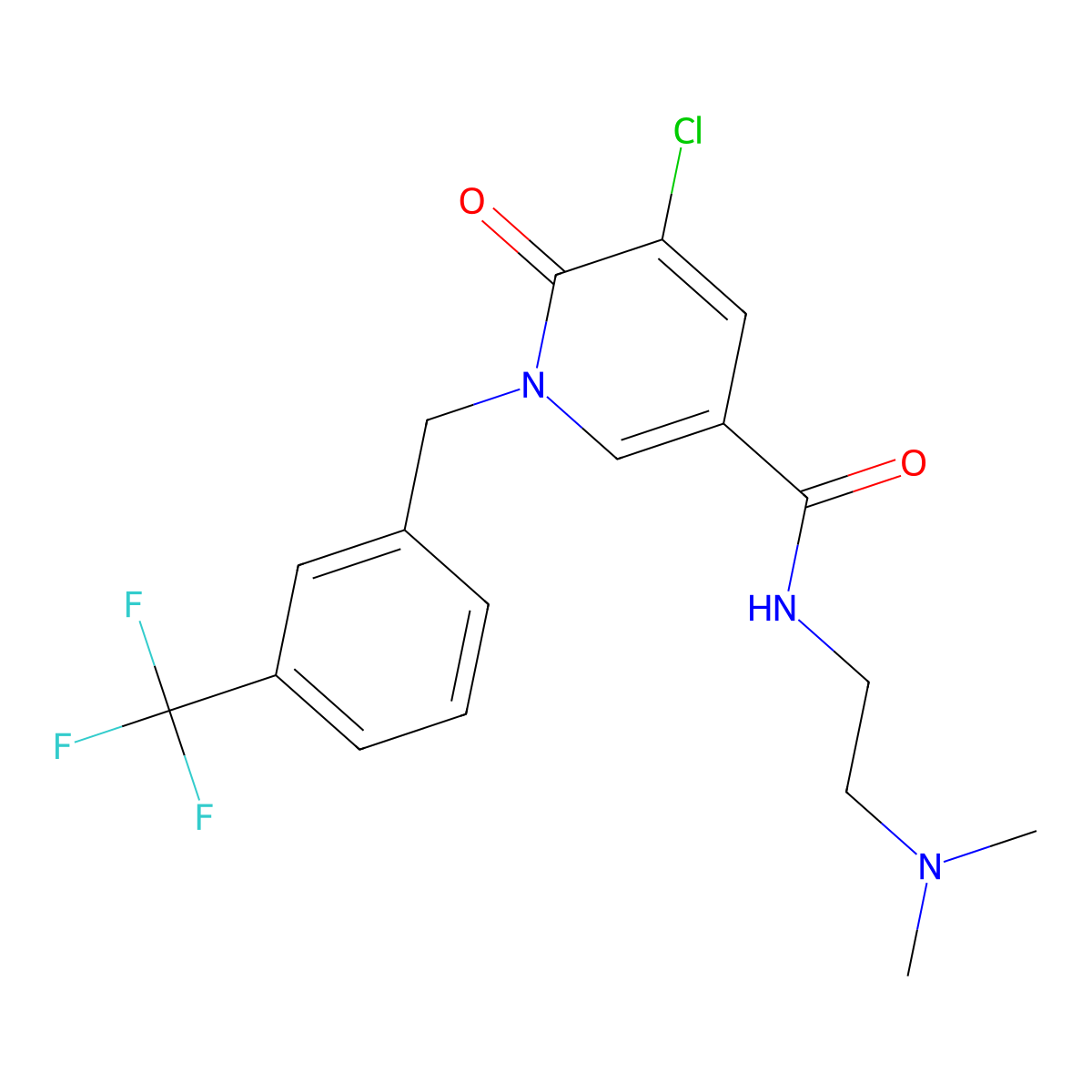 5-chloro-N-[2-(dimethylamino)ethyl]-6-oxo-1-[3-(trifluoromethyl)benzyl]-1,6-dihydro-3-pyridinecarboxamide molecular structure, CAS 338981-07-0