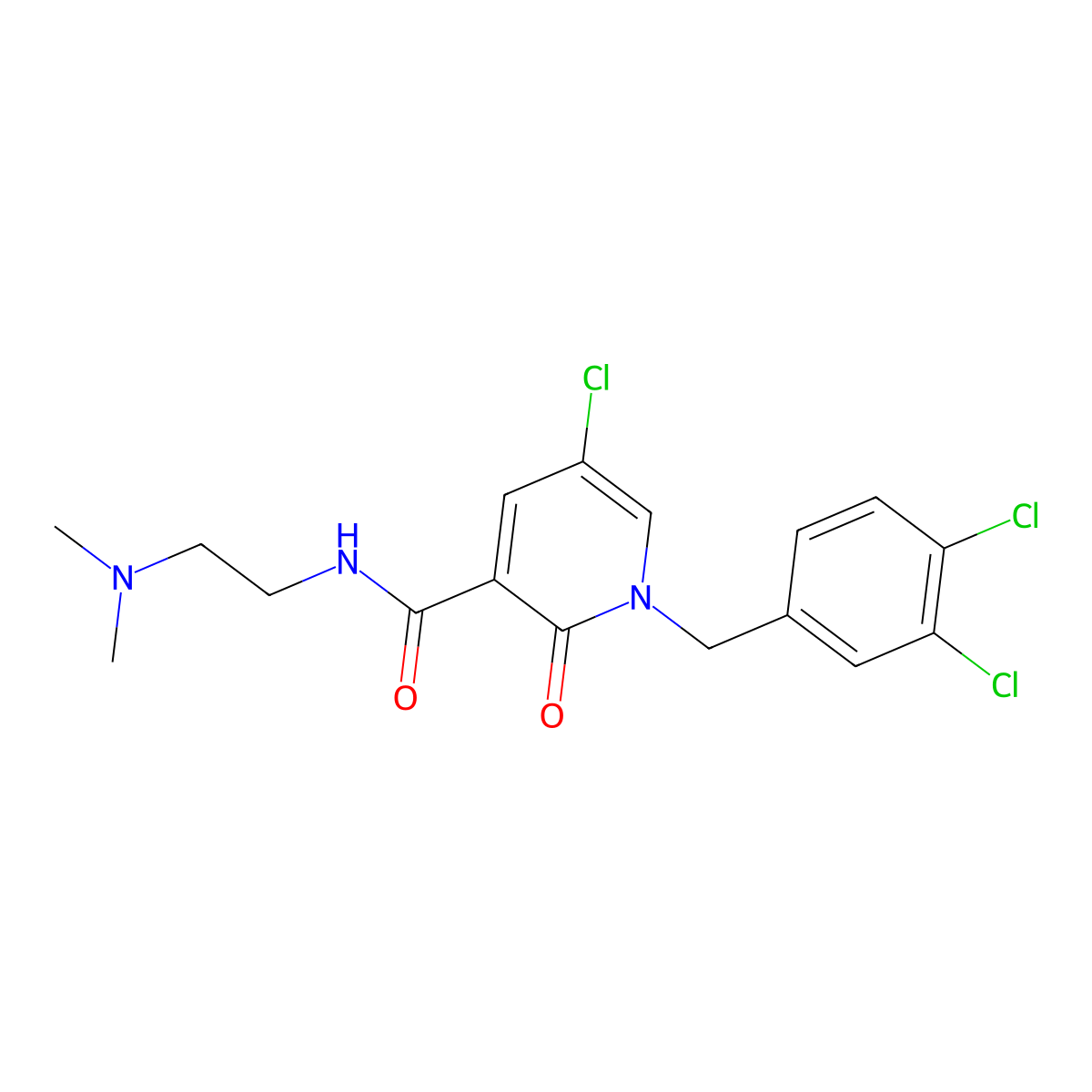 5-chloro-1-(3,4-dichlorobenzyl)-N-[2-(dimethylamino)ethyl]-2-oxo-1,2-dihydro-3-pyridinecarboxamide molecular structure, CAS 338981-08-1