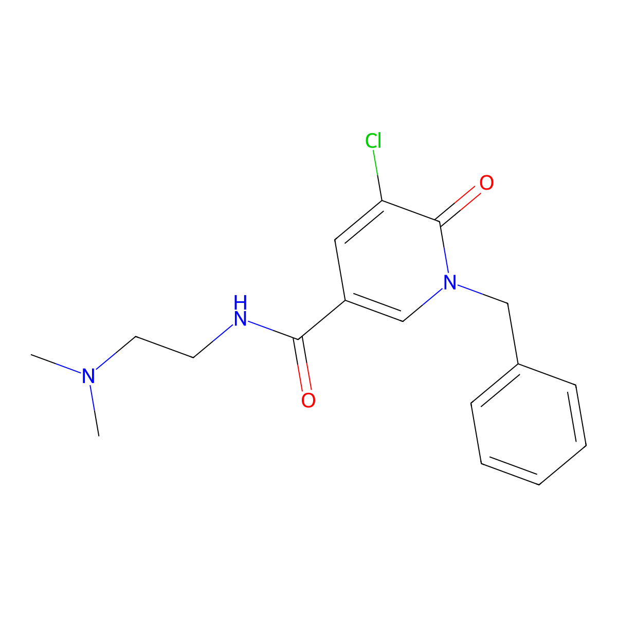 1-benzyl-5-chloro-N-[2-(dimethylamino)ethyl]-6-oxo-1,6-dihydro-3-pyridinecarboxamide molecular structure, CAS 338981-10-5