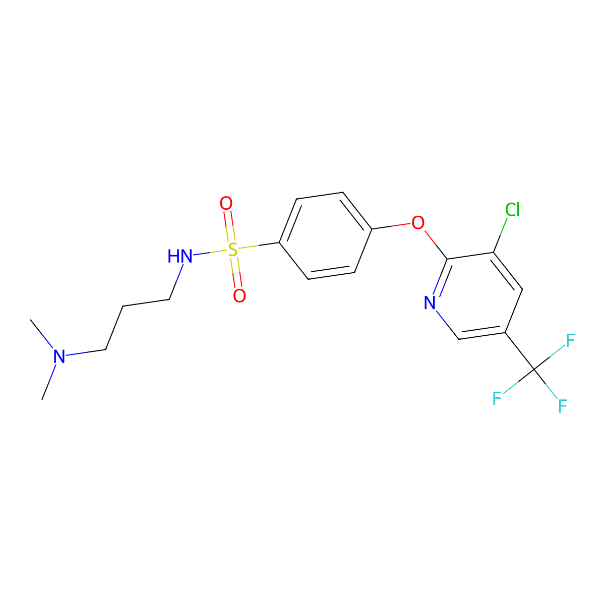 4-((3-Chloro-5-(trifluoromethyl)-2-pyridinyl)oxy)-N-(3-(dimethylamino)propyl)benzenesulfonamide molecular structure, CAS 338981-12-7