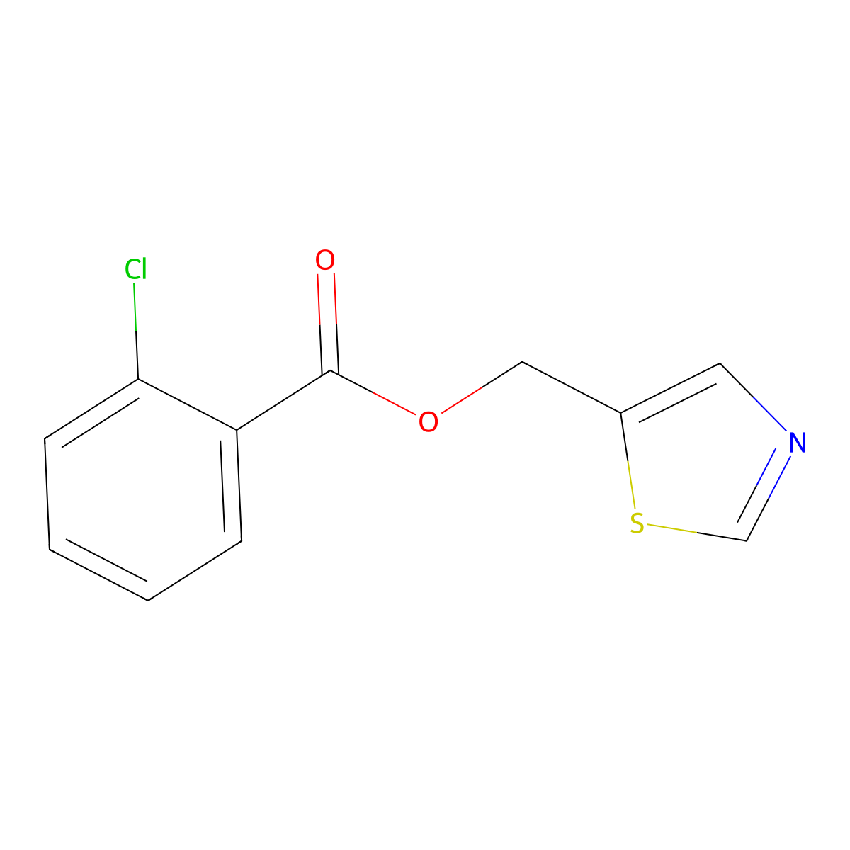 1,3-Thiazol-5-ylmethyl 2-chlorobenzenecarboxylate molecular structure, CAS 338981-69-4