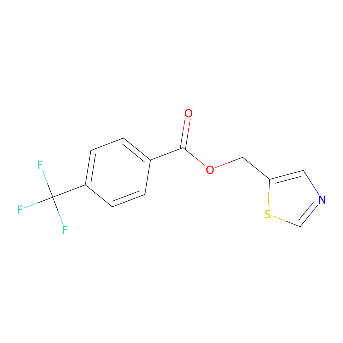 1,3-Thiazol-5-ylmethyl 4-(trifluoromethyl)benzenecarboxylate molecular structure, CAS 338981-70-7
