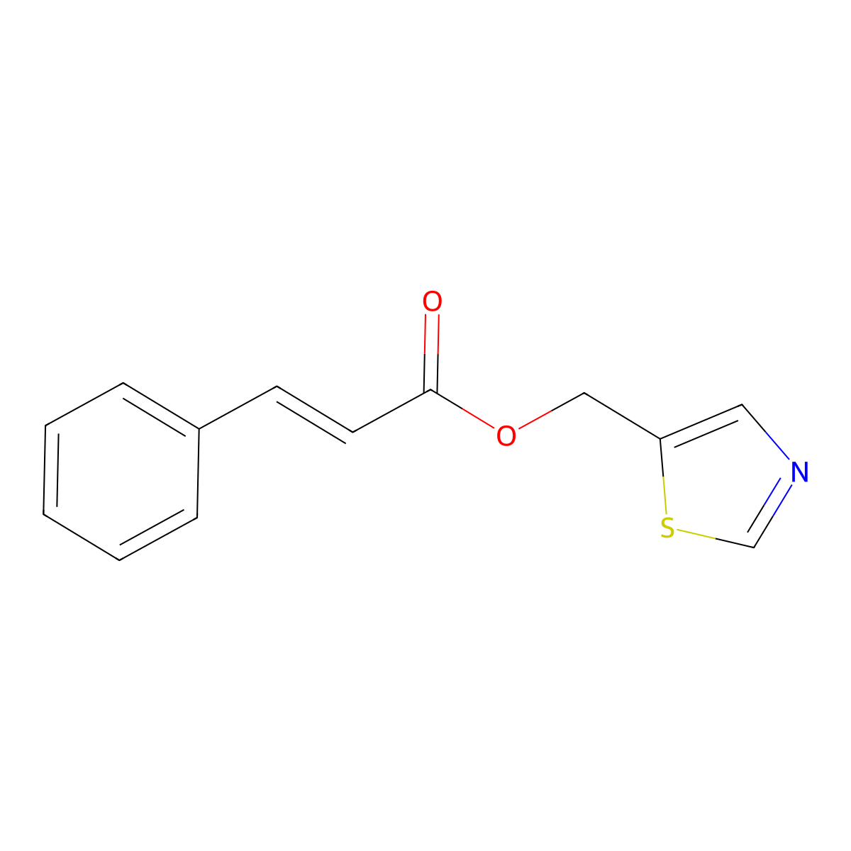 1,3-thiazol-5-ylmethyl (E)-3-phenyl-2-propenoate molecular structure, CAS 338981-72-9
