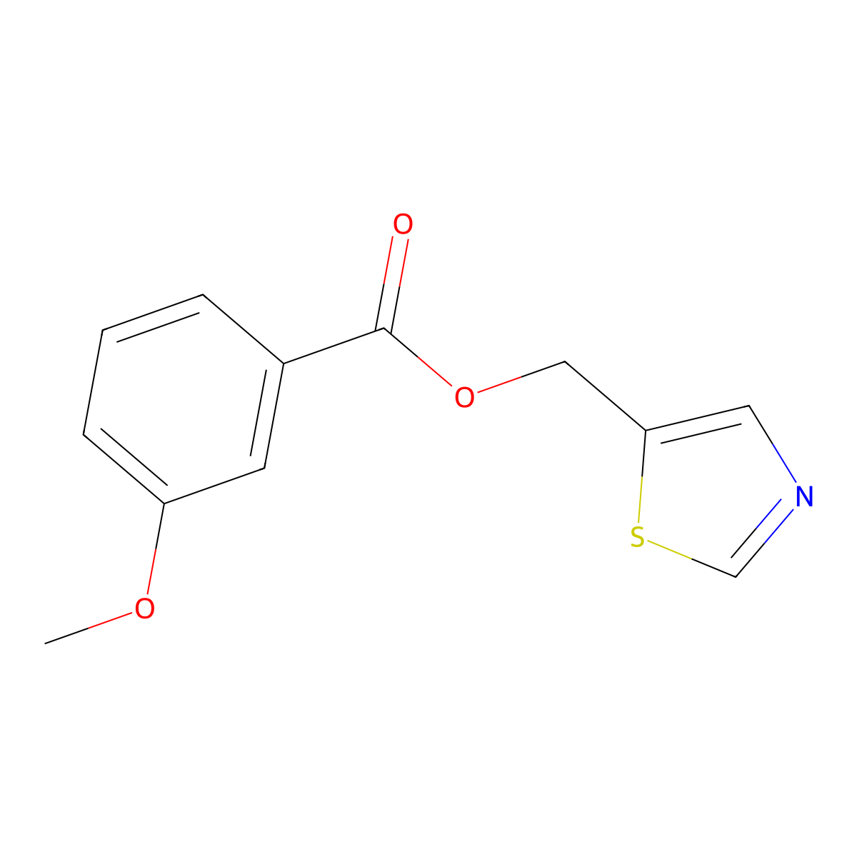 1,3-Thiazol-5-ylmethyl 3-methoxybenzenecarboxylate molecular structure, CAS 338981-74-1