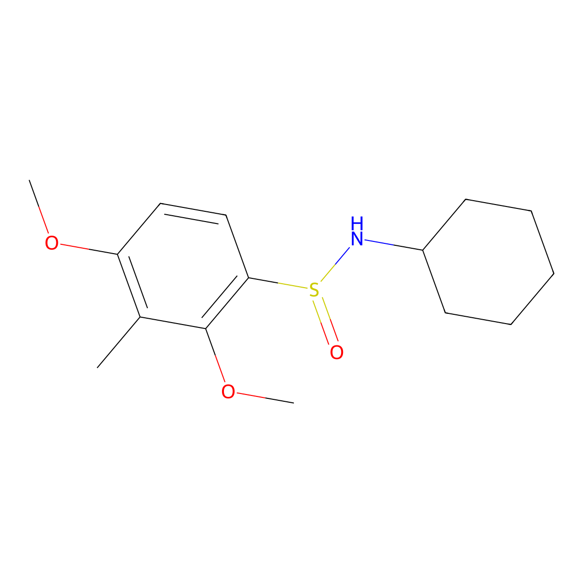 N-cyclohexyl-2,4-dimethoxy-3-methylbenzenesulfinamide molecular structure, CAS 338981-85-4