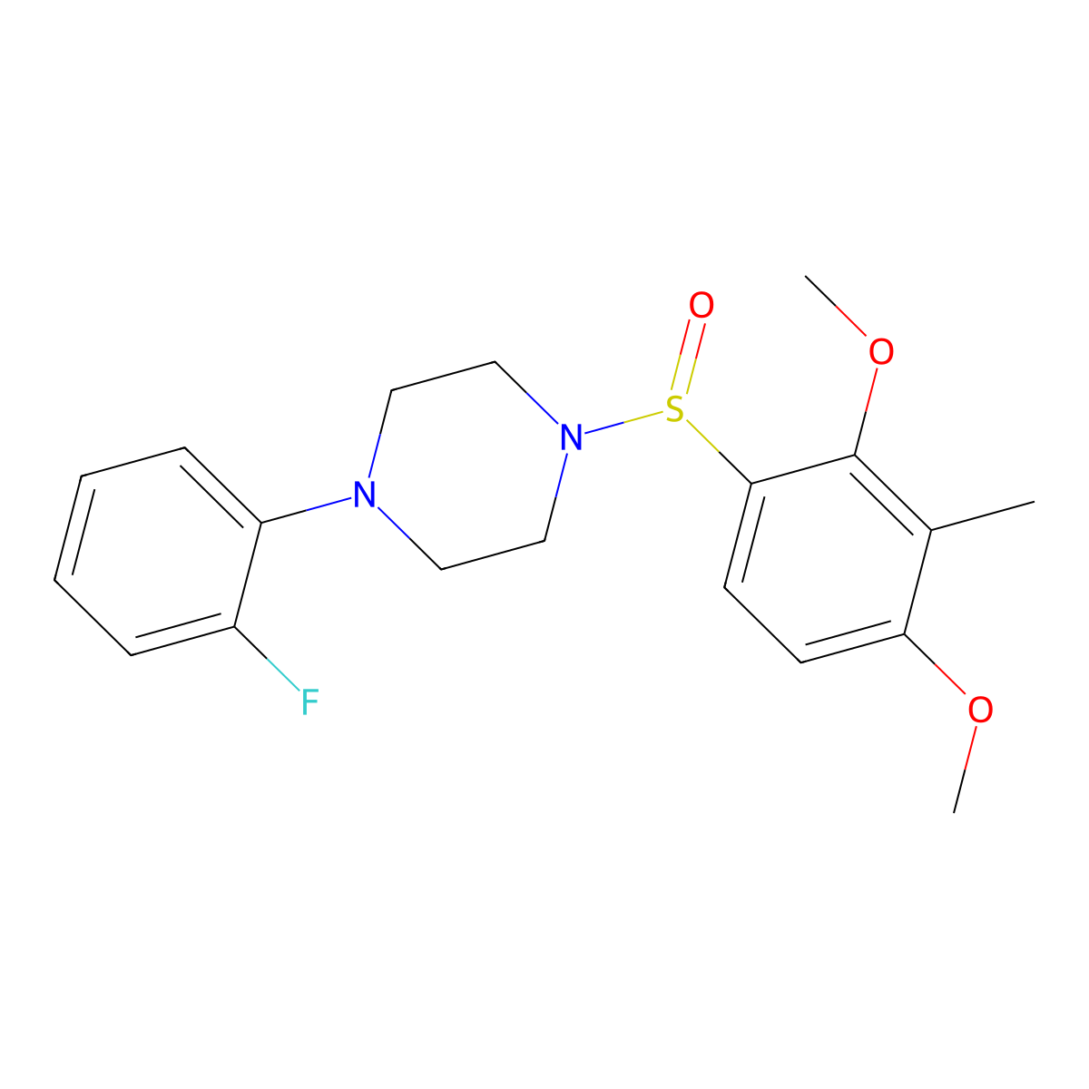 1-[(2,4-Dimethoxy-3-methylphenyl)sulfinyl]-4-(2-fluorophenyl)piperazine molecular structure, CAS 338981-91-2