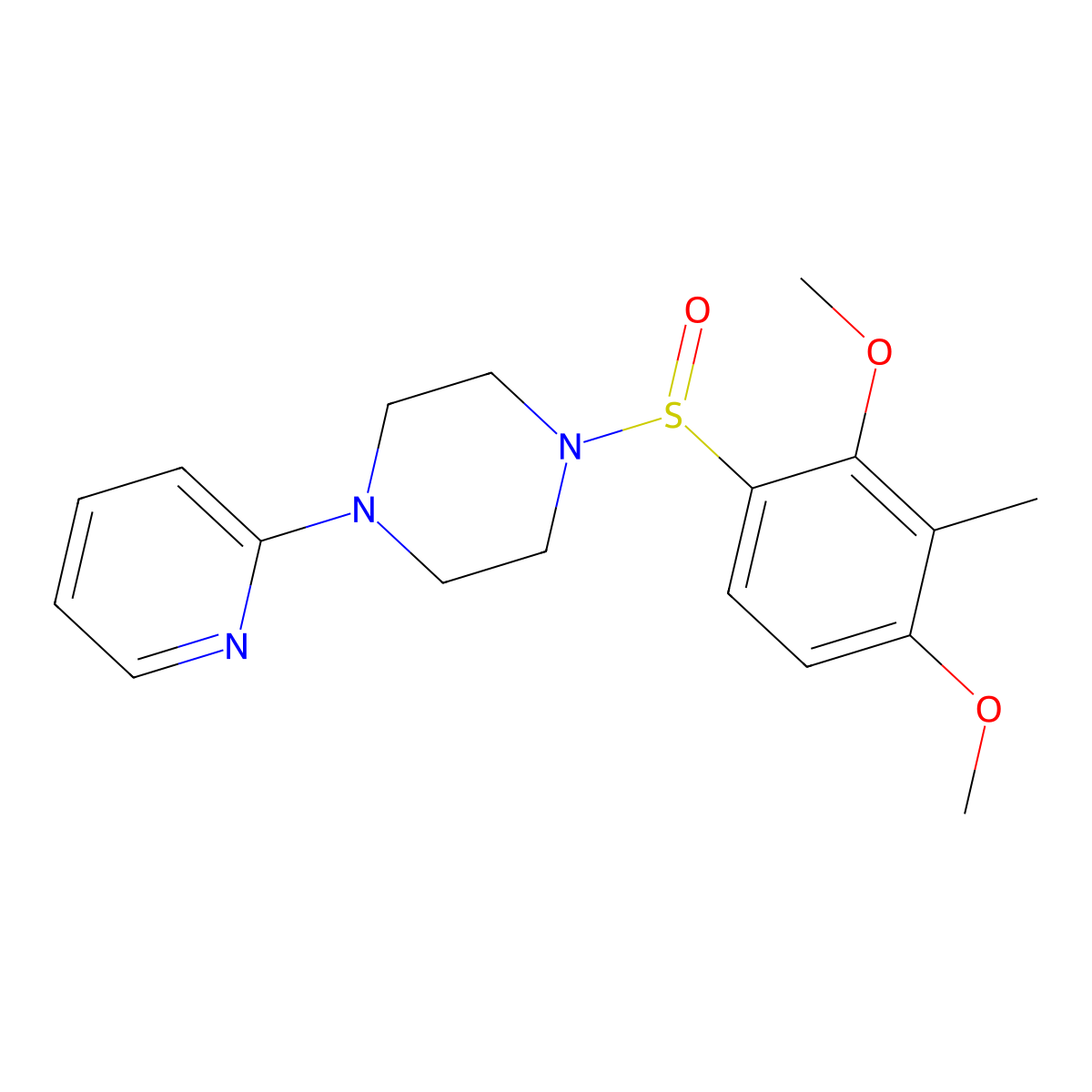 1-[(2,4-Dimethoxy-3-methylphenyl)sulfinyl]-4-(2-pyridinyl)piperazine molecular structure, CAS 338981-93-4