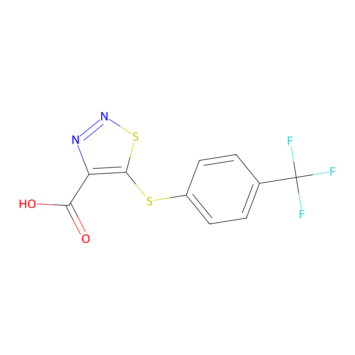5-{[4-(Trifluoromethyl)phenyl]sulfanyl}-1,2,3-thiadiazole-4-carboxylic acid molecular structure, CAS 338982-07-3