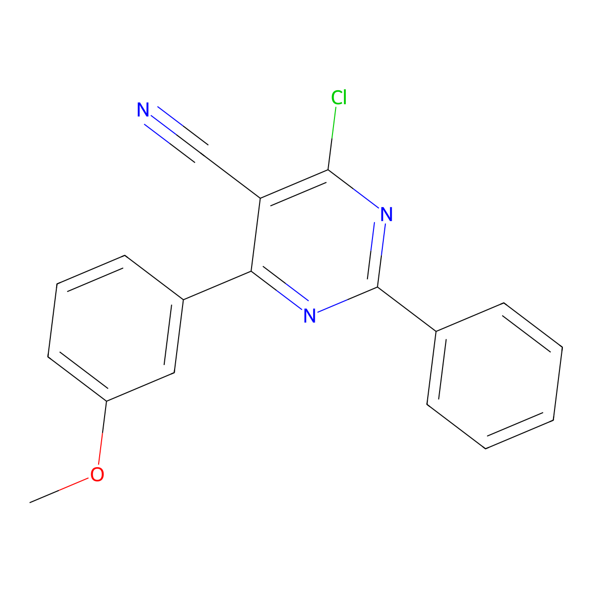 4-Chloro-6-(3-methoxyphenyl)-2-phenyl-5-pyrimidinecarbonitrile molecular structure, CAS 338982-09-5