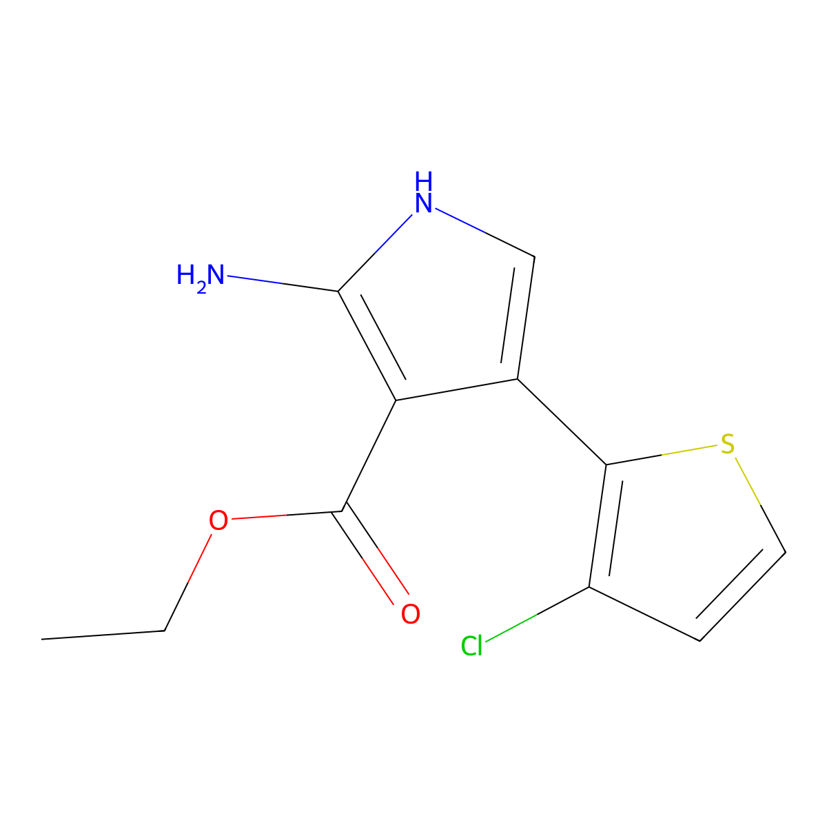 ethyl 2-amino-4-(3-chloro-2-thienyl)-1H-pyrrole-3-carboxylate molecular structure, CAS 338982-14-2