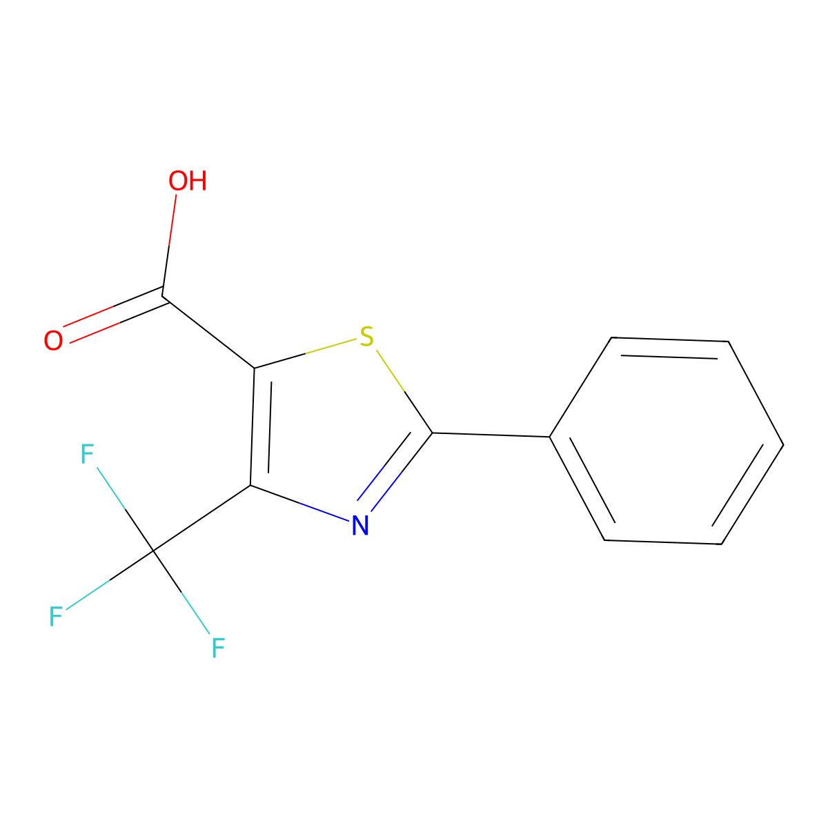 2-phenyl-4-(trifluoromethyl)-1,3-thiazole-5-carboxylic Acid molecular structure, CAS 338982-16-4
