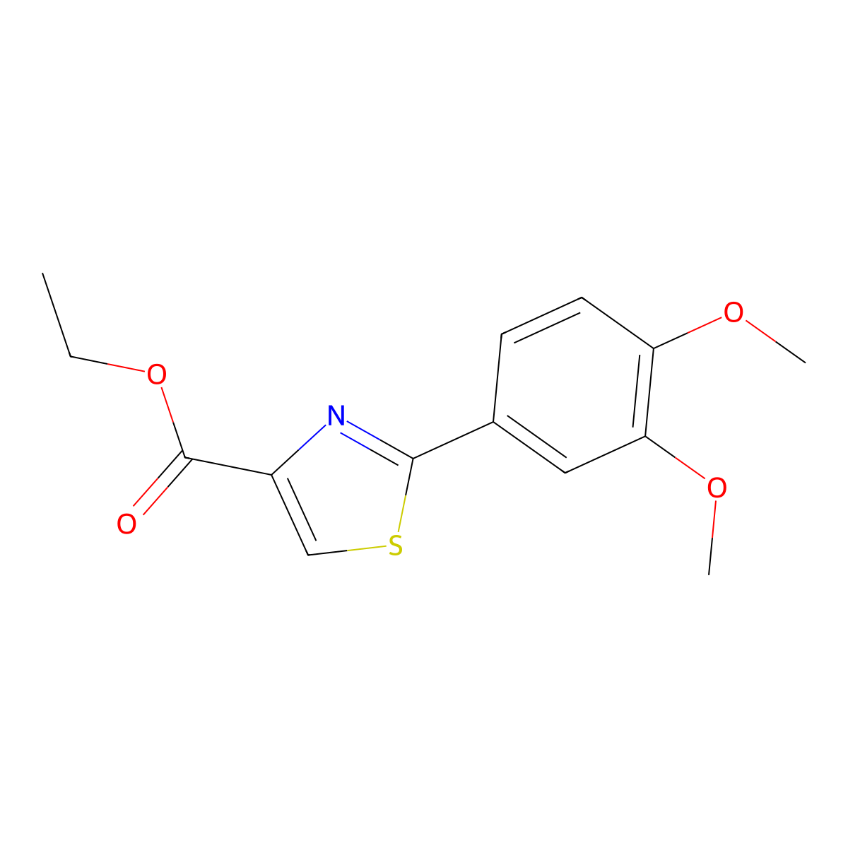 Ethyl 2-(3,4-dimethoxyphenyl)-1,3-thiazole-4-carboxylate molecular structure, CAS 338982-18-6