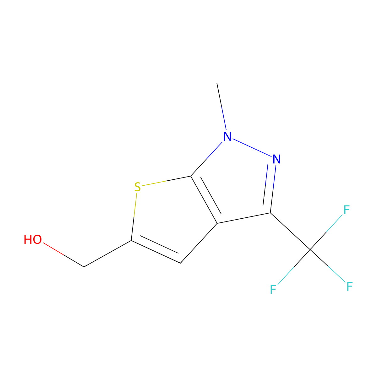 [1-Methyl-3-(trifluoromethyl)-1h-thieno[2,3-c]pyrazol-5-yl]methanol molecular structure, CAS 338982-22-2