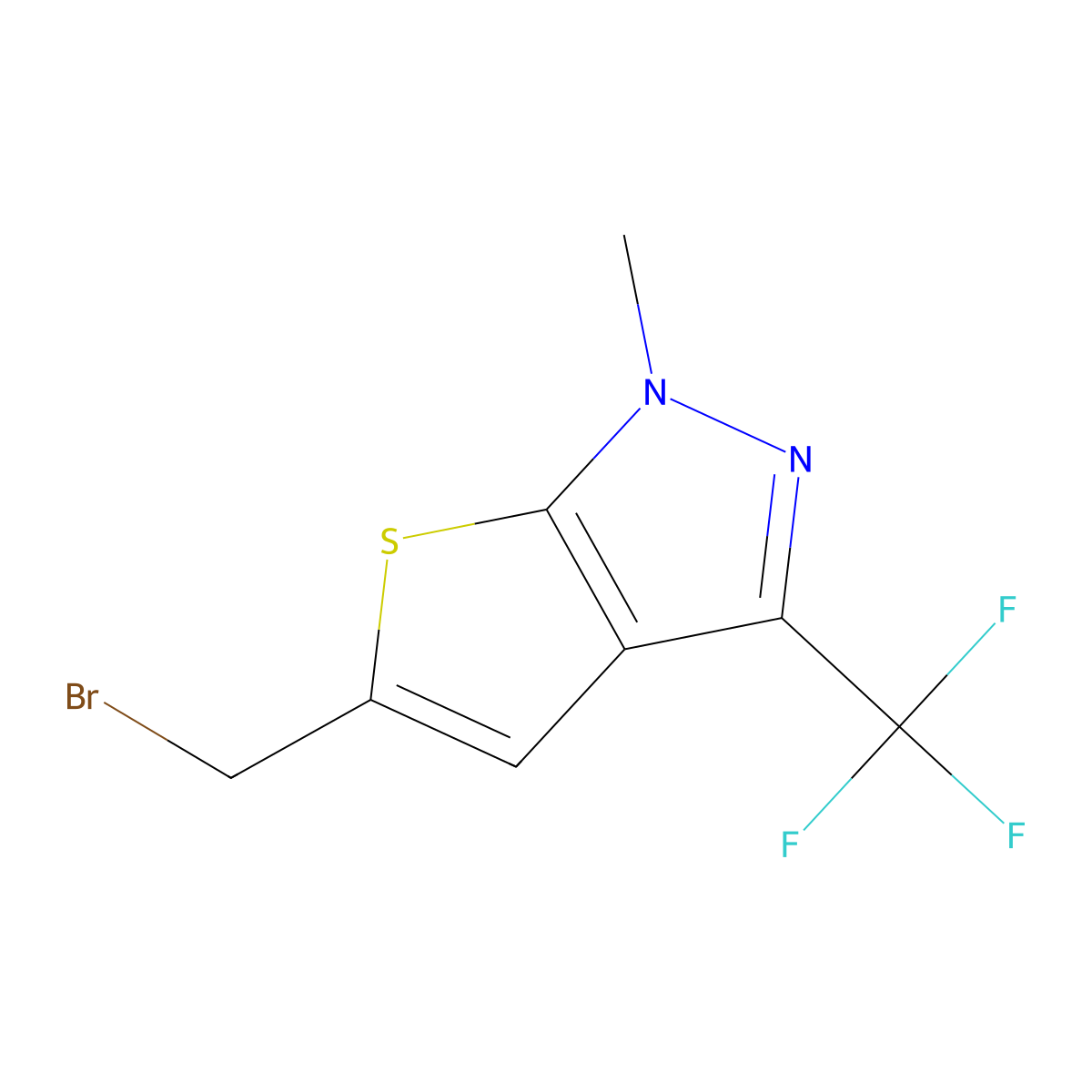 5-(Bromomethyl)-1-methyl-3-(trifluoromethyl)-1H-thieno[2,3-c]pyrazole molecular structure, CAS 338982-24-4