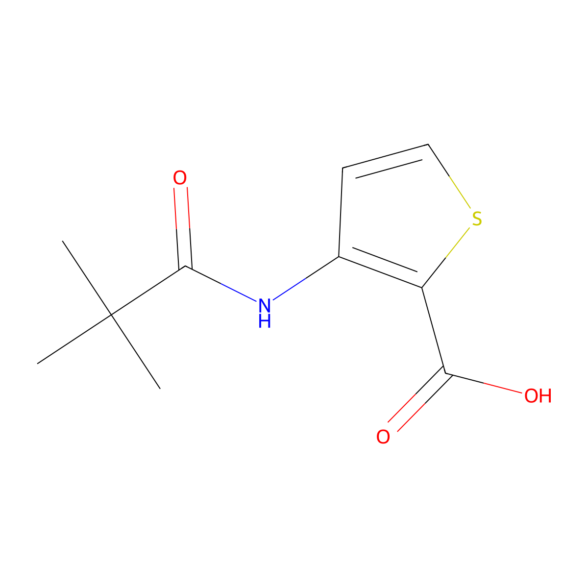 3-[(2,2-Dimethylpropanoyl)amino]-2-thiophenecarboxylic acid molecular structure, CAS 338982-37-9
