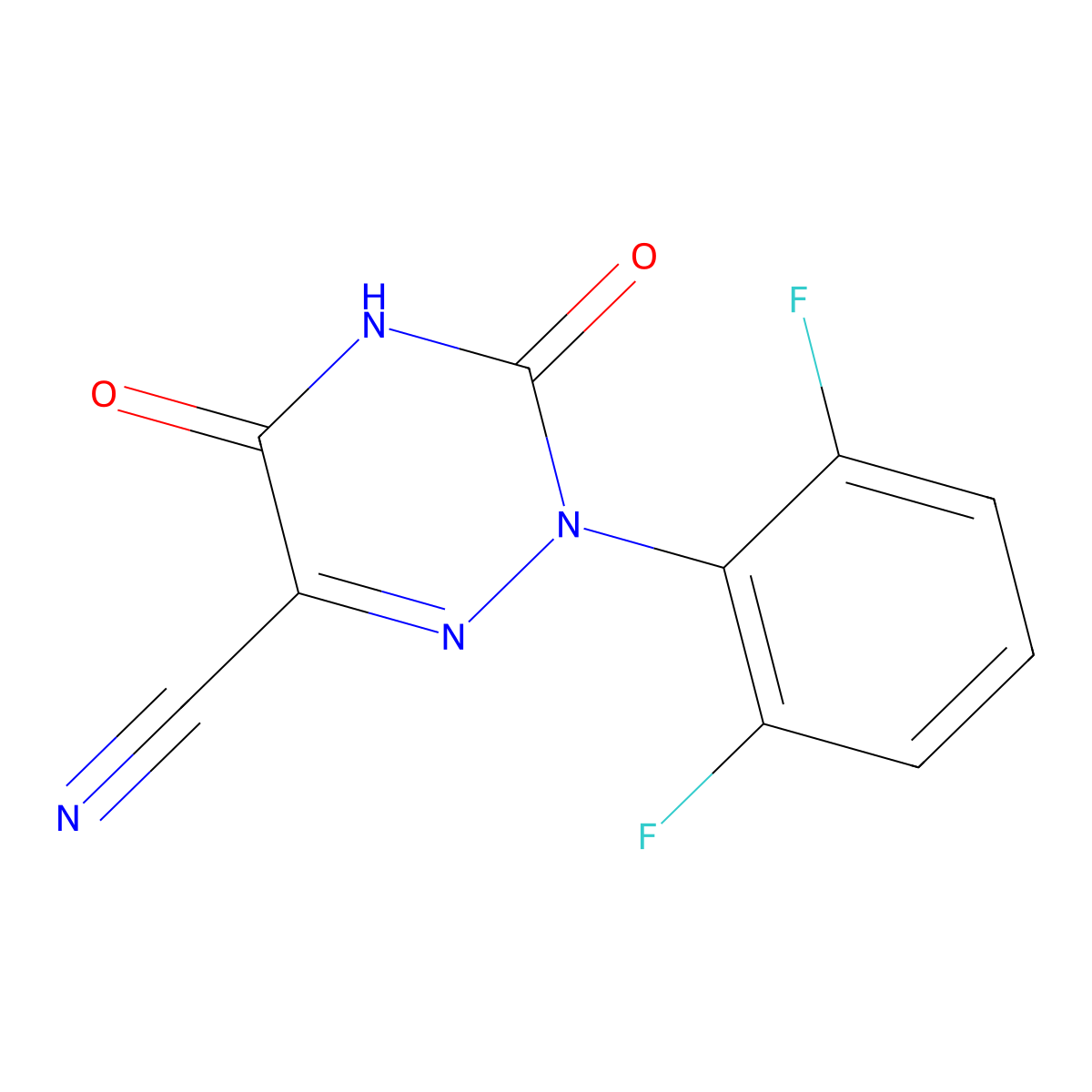 2-(2,6-Difluorophenyl)-3,5-dioxo-2,3,4,5-tetrahydro-1,2,4-triazine-6-carbonitrile molecular structure, CAS 338982-41-5