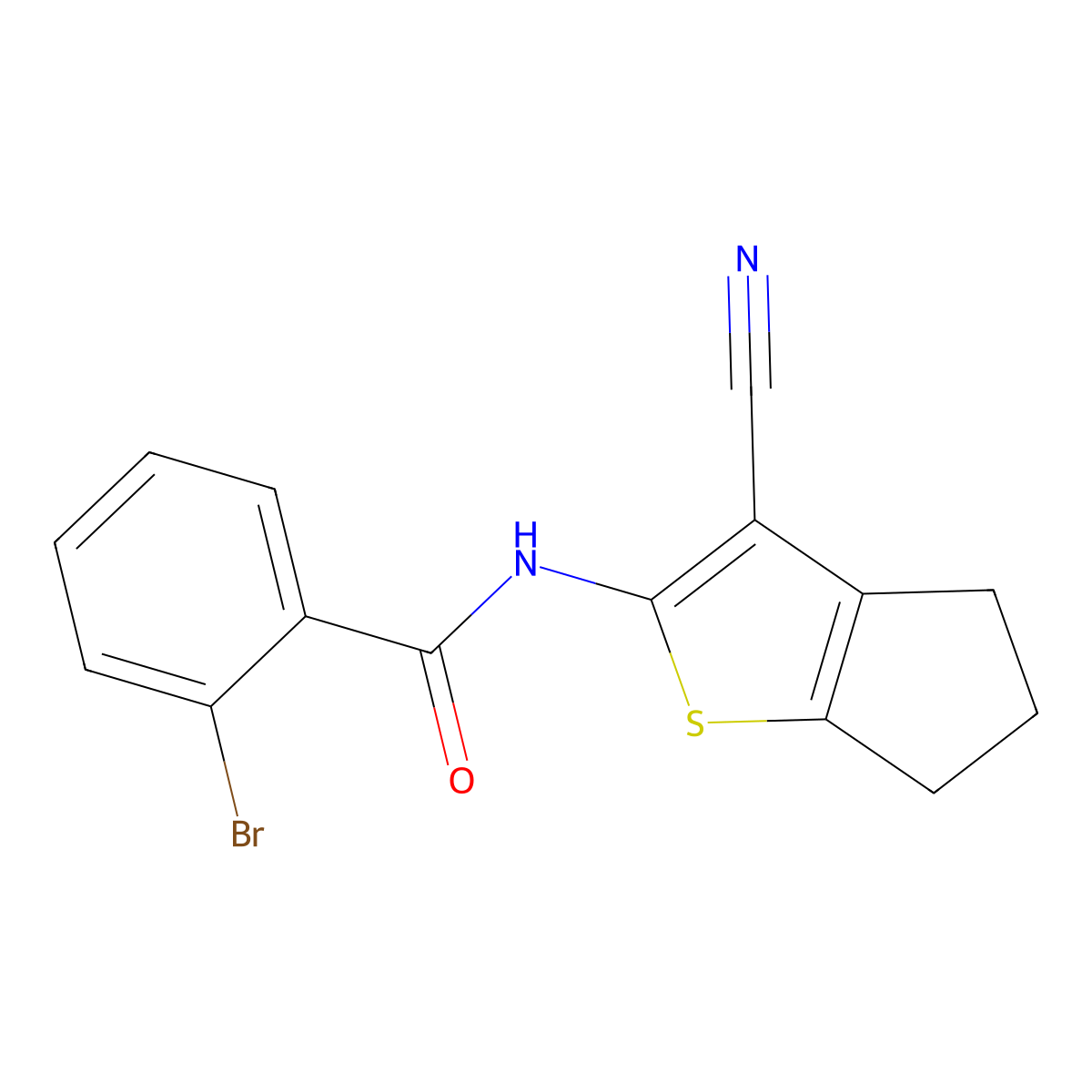 2-bromo-N-(3-cyano-5,6-dihydro-4H-cyclopenta[b]thiophen-2-yl)benzamide molecular structure, CAS 338984-23-9