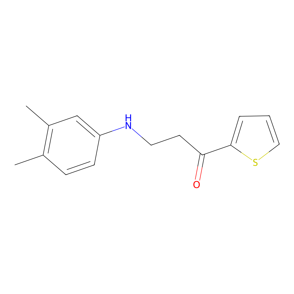 3-(3,4-Dimethylanilino)-1-thiophen-2-yl-1-propanone molecular structure, CAS 338988-74-2