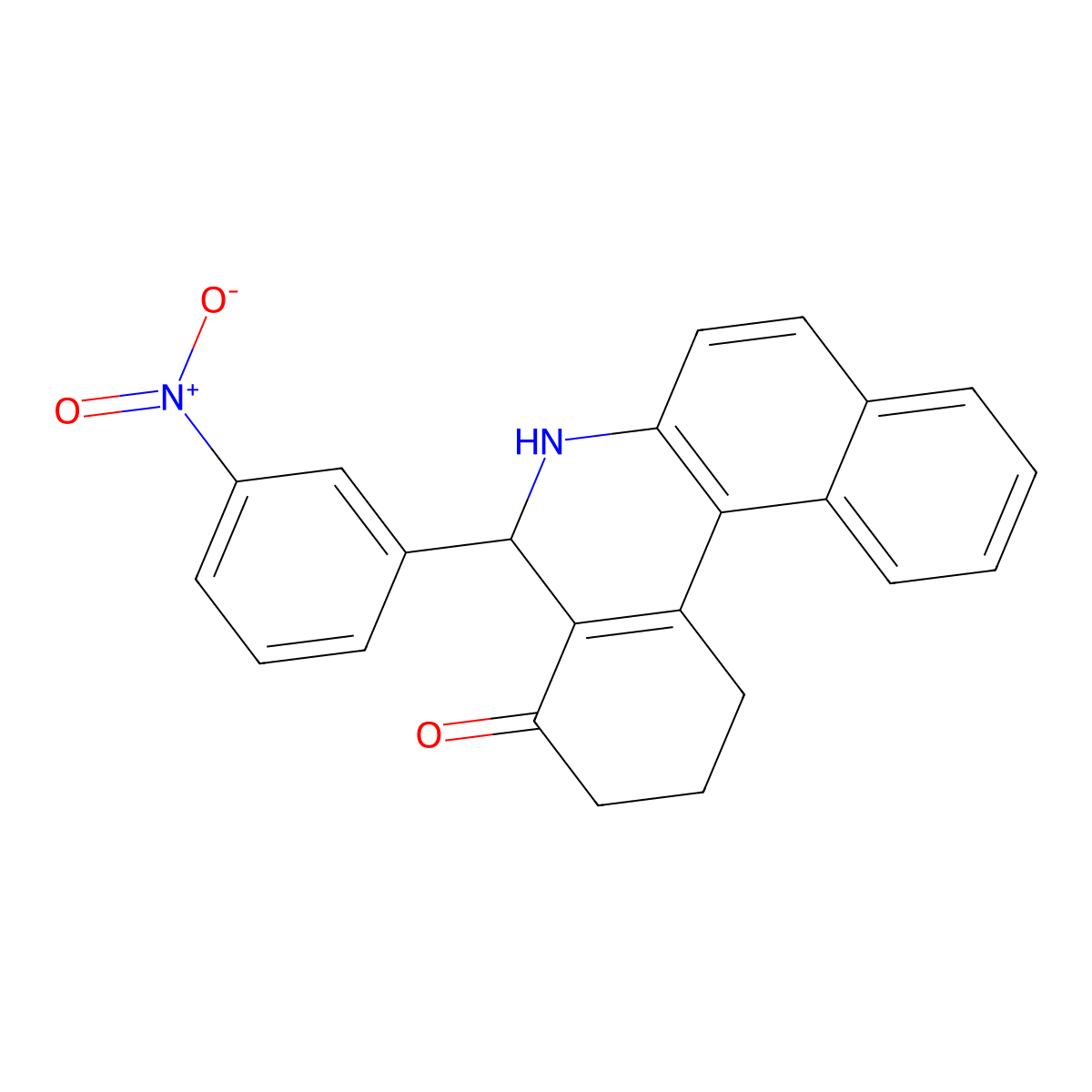 5-(3-nitrophenyl)-2,3,5,6-tetrahydrobenzo[a]phenanthridin-4(1H)-one molecular structure, CAS 33899-00-2