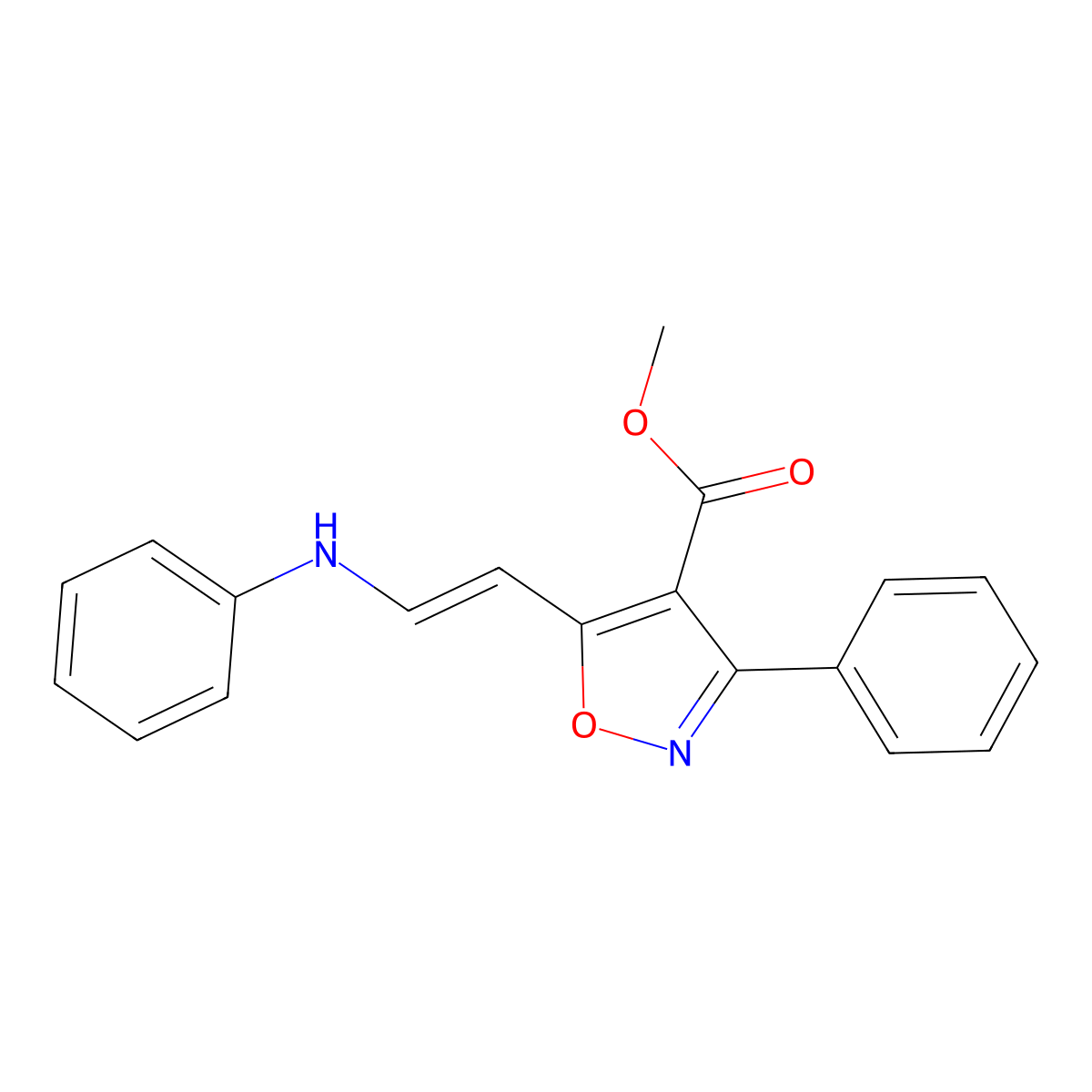 Methyl 5-(2-anilinovinyl)-3-phenyl-4-isoxazolecarboxylate molecular structure, CAS 338991-96-1