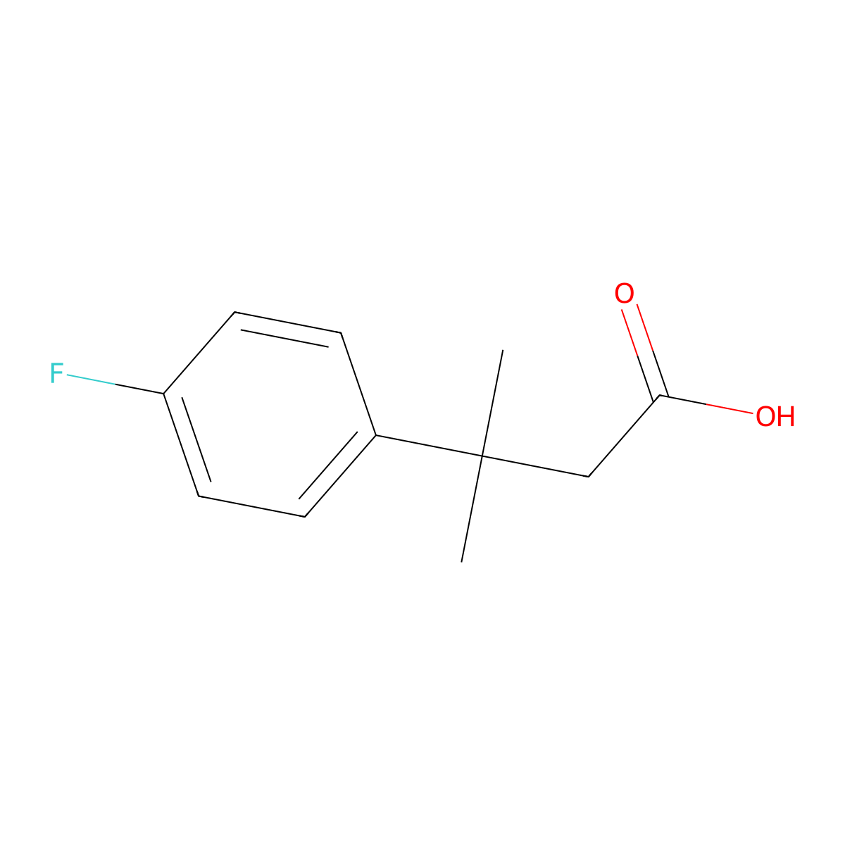 3-(4-Fluorophenyl)-3-methylbutanoic acid molecular structure, CAS 339-34-4