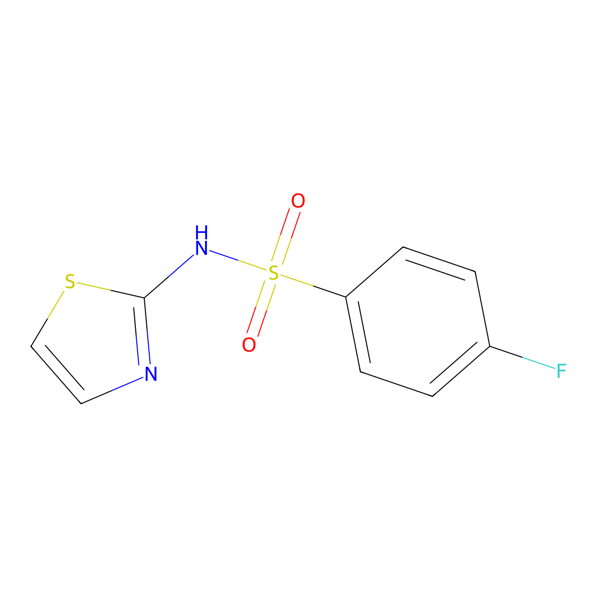 4-fluoro-N-(1,3-thiazol-2-yl)benzenesulfonamide molecular structure, CAS 339-37-7