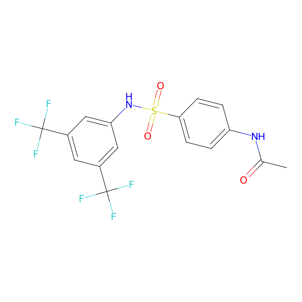 N-(4-(((3,5-Bis(trifluoromethyl)phenyl)amino)sulfonyl)phenyl)ethanamide molecular structure, CAS 339-38-8