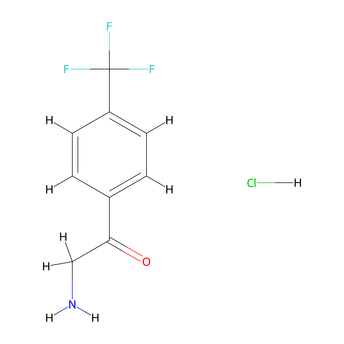 2-Amino-1-(4-(trifluoromethyl)phenyl)ethanone hydrochloride molecular structure, CAS 339-58-2