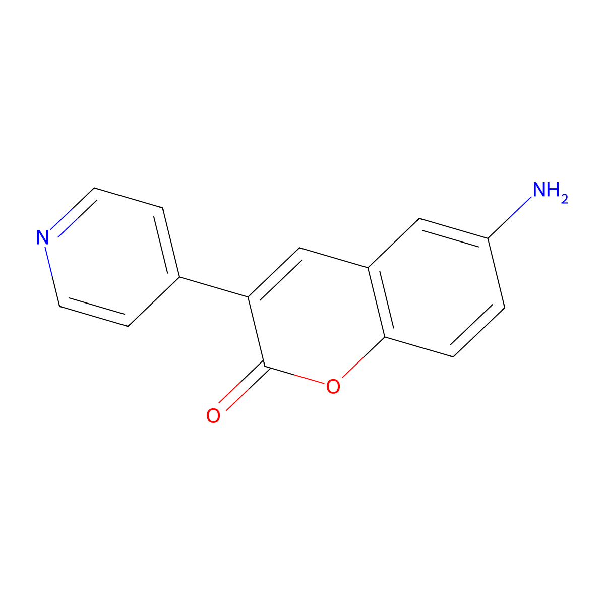 Coumarin, 6-amino-3-(4-pyridyl)- molecular structure, CAS 3390-71-4