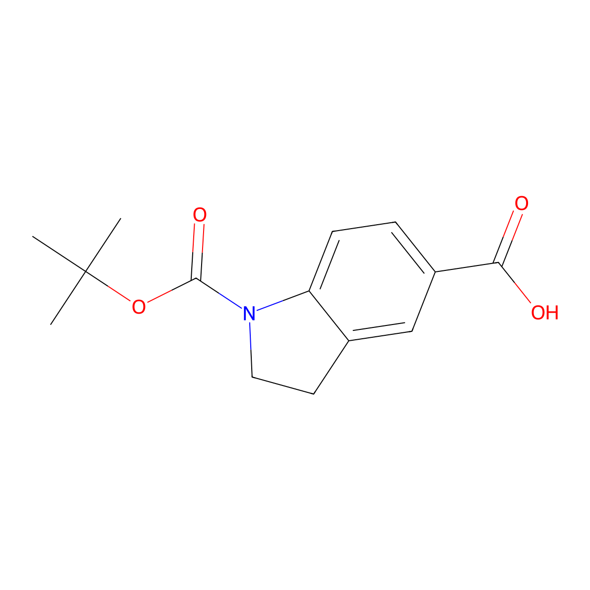 1-[(tert-butoxy)carbonyl]-2,3-dihydro-1H-indole-5-carboxylic acid molecular structure, CAS 339007-88-4