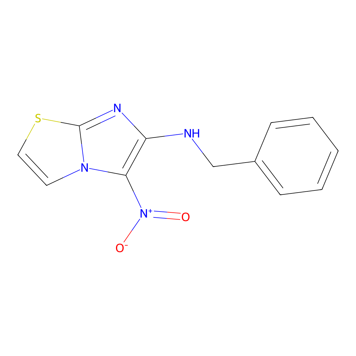 5-Nitro-N-(phenylmethyl)imidazo(2,1-b)thiazol-6-amine molecular structure, CAS 339008-14-9