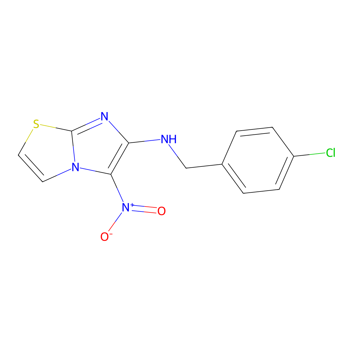 N-(4-chlorobenzyl)-5-nitroimidazo[2,1-b][1,3]thiazol-6-amine molecular structure, CAS 339008-15-0
