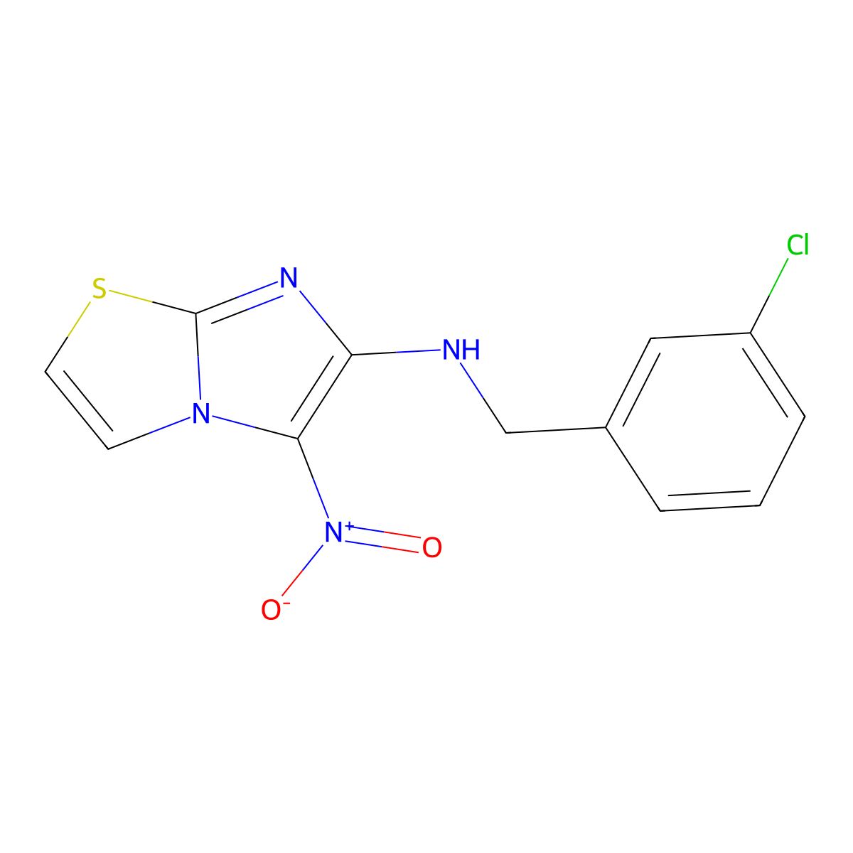 N-(3-chlorobenzyl)-5-nitroimidazo[2,1-b][1,3]thiazol-6-amine molecular structure, CAS 339008-17-2