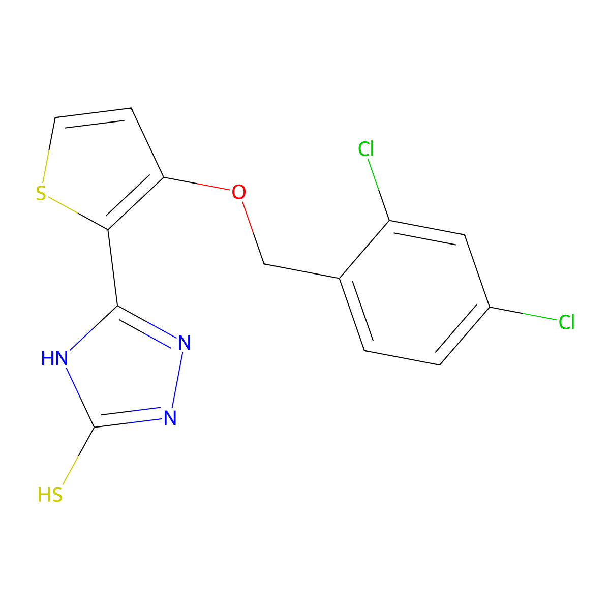 5-{3-[(2,4-dichlorobenzyl)oxy]-2-thienyl}-4H-1,2,4-triazole-3-thiol molecular structure, CAS 339008-21-8