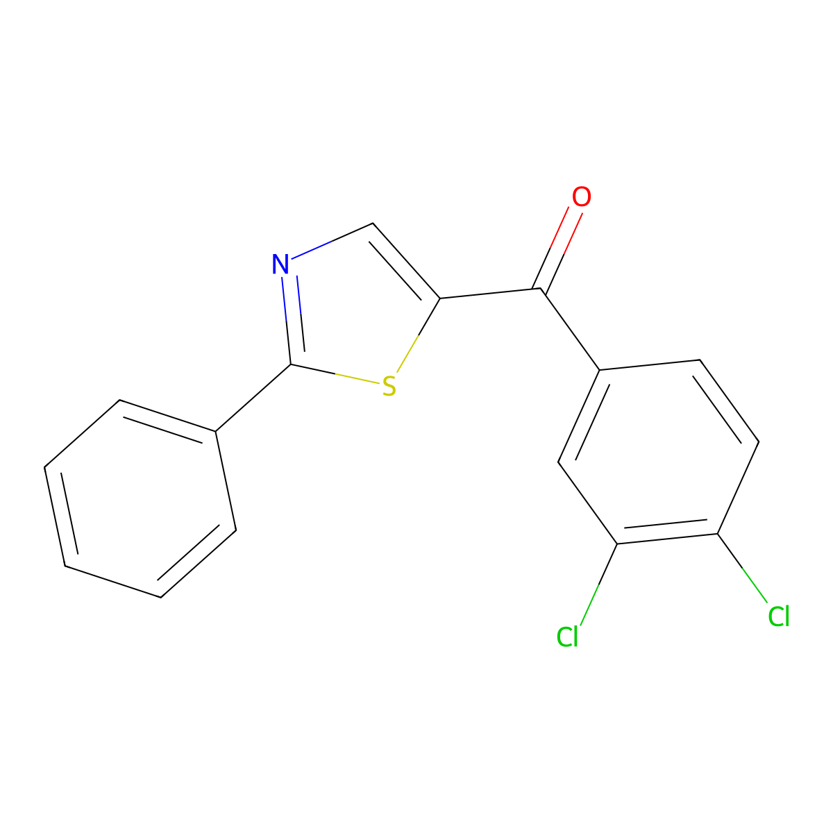 (3,4-Dichlorophenyl)(2-phenyl-5-thiazolyl)methanone molecular structure, CAS 339008-26-3