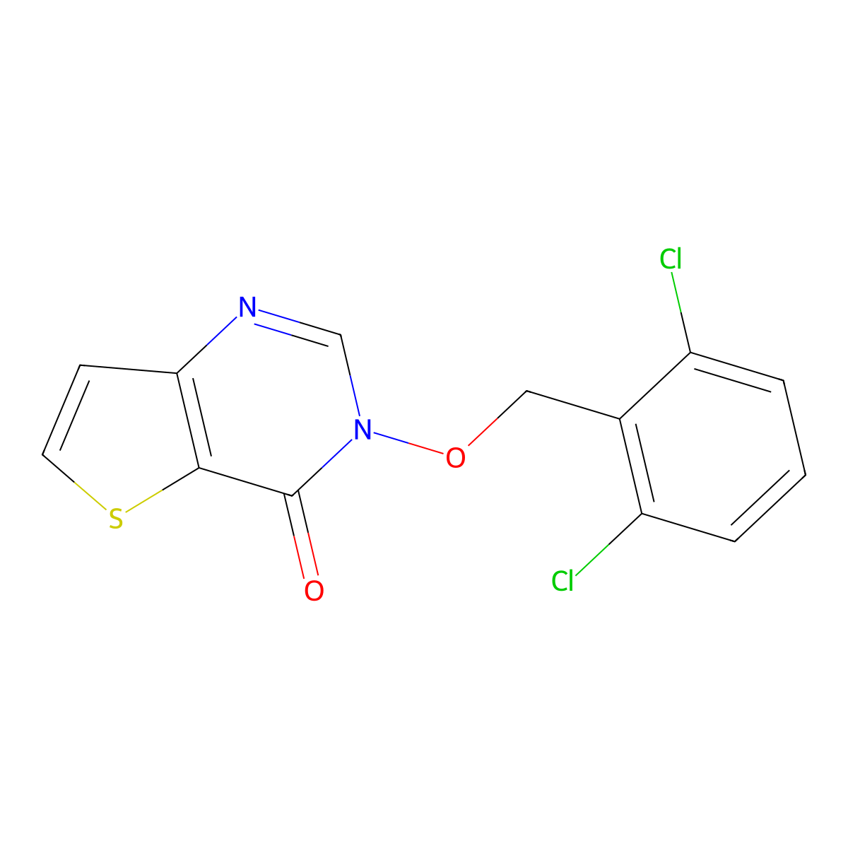 3-[(2,6-Dichlorophenyl)methoxy]thieno[3,2-d]pyrimidin-4-one molecular structure, CAS 339008-55-8