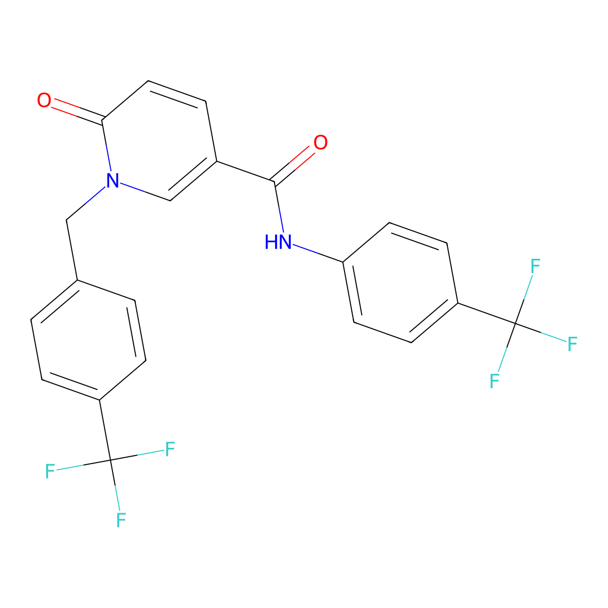 6-oxo-N-[4-(trifluoromethyl)phenyl]-1-[[4-(trifluoromethyl)phenyl]methyl]pyridine-3-carboxamide molecular structure, CAS 339008-58-1