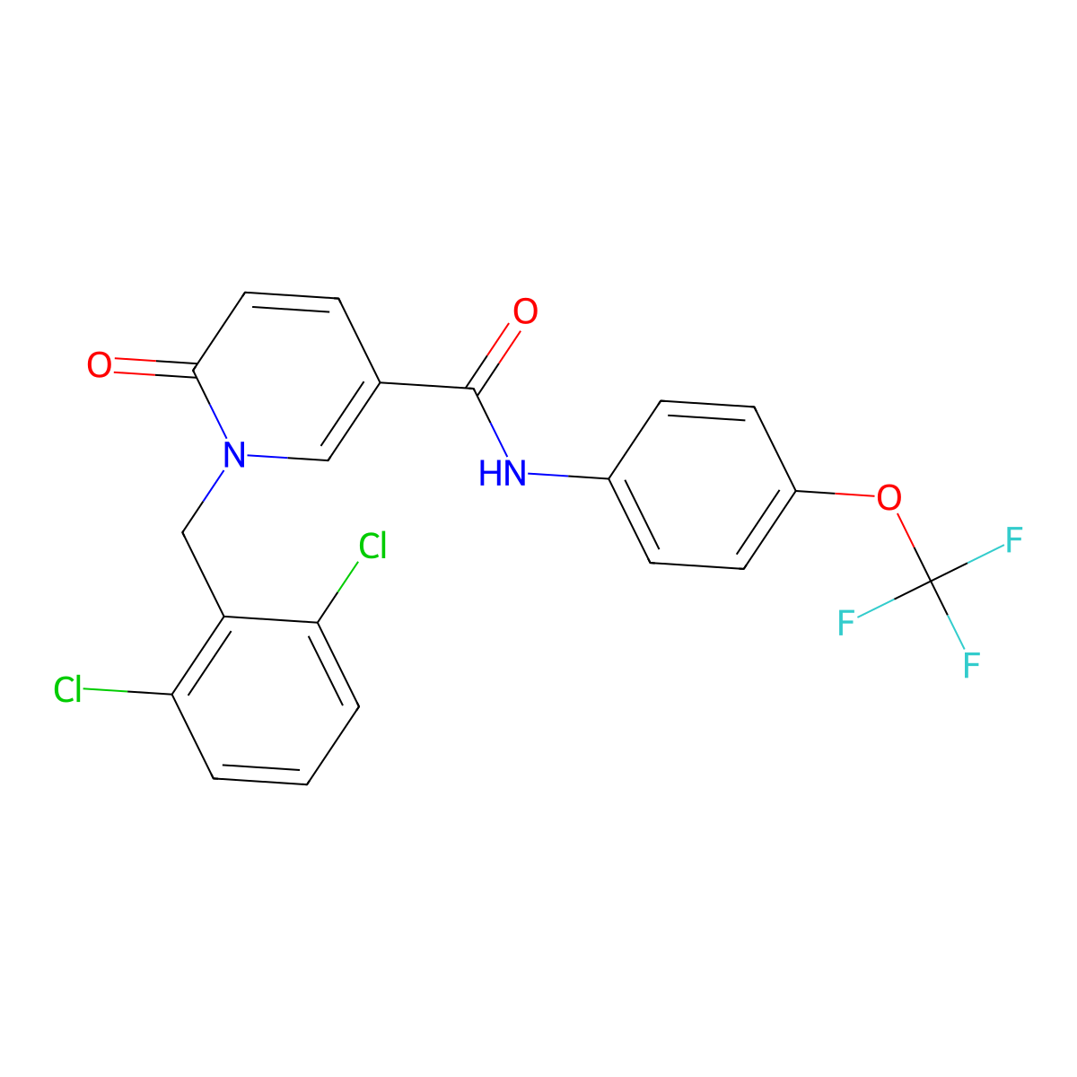 1-[(2,6-dichlorophenyl)methyl]-6-oxo-N-[4-(trifluoromethoxy)phenyl]pyridine-3-carboxamide molecular structure, CAS 339008-64-9