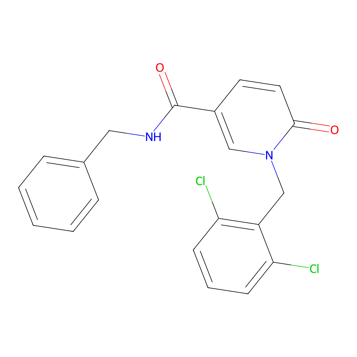 N-benzyl-1-[(2,6-dichlorophenyl)methyl]-6-oxopyridine-3-carboxamide molecular structure, CAS 339008-65-0